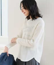 PZKEE09250 GEORGES RECH(ジョルジュ・レッシュ) ラメニットテープロゴ刺繍プルオーバー ホワイト