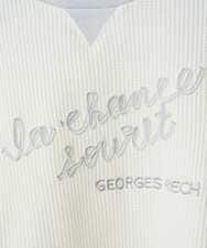 PZKEE09250 GEORGES RECH(ジョルジュ・レッシュ) ラメニットテープロゴ刺繍プルオーバー ライトグレー