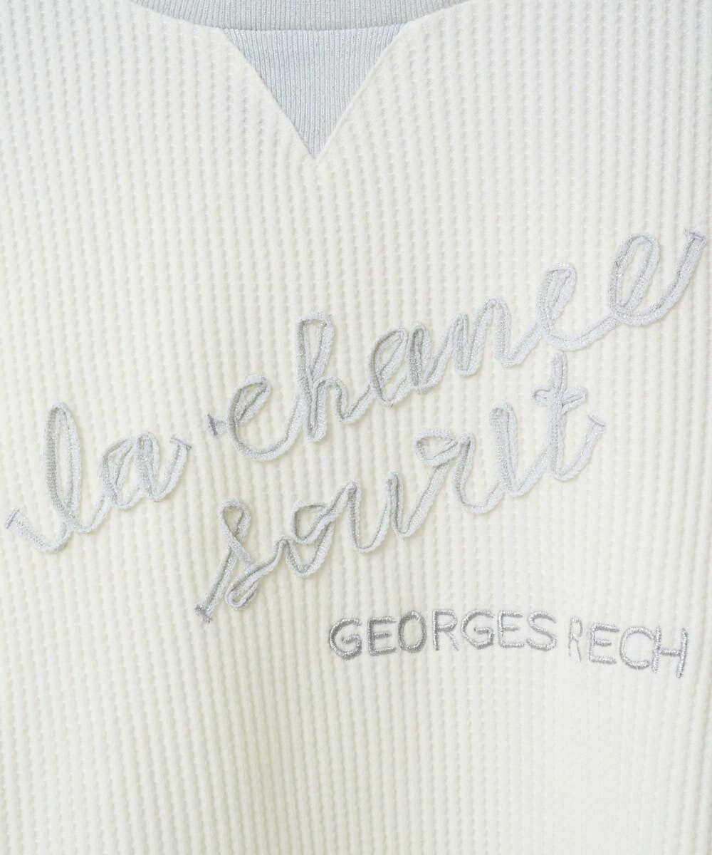 PZKEE09250 GEORGES RECH(ジョルジュ・レッシュ) ラメニットテープロゴ刺繍プルオーバー ライトグレー
