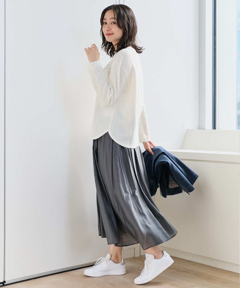 PZKEE09250 GEORGES RECH(ジョルジュ・レッシュ) ラメニットテープロゴ刺繍プルオーバー ライトグレー