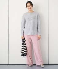 PZKEE09250 GEORGES RECH(ジョルジュ・レッシュ) ラメニットテープロゴ刺繍プルオーバー ライトグレー