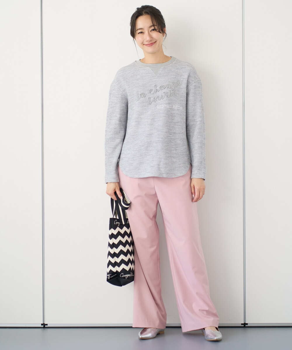 PZKEE09250 GEORGES RECH(ジョルジュ・レッシュ) ラメニットテープロゴ刺繍プルオーバー ライトグレー