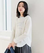 PZKEE09250 GEORGES RECH(ジョルジュ・レッシュ) ラメニットテープロゴ刺繍プルオーバー ライトグレー