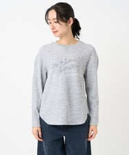 PZKEE09250 GEORGES RECH(ジョルジュ・レッシュ) ラメニットテープロゴ刺繍プルオーバー ライトグレー