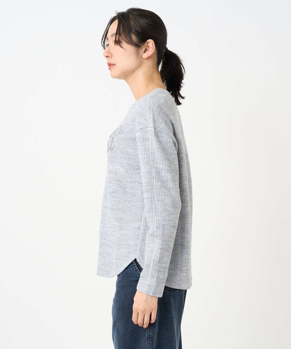 PZKEE09250 GEORGES RECH(ジョルジュ・レッシュ) ラメニットテープロゴ刺繍プルオーバー ライトグレー