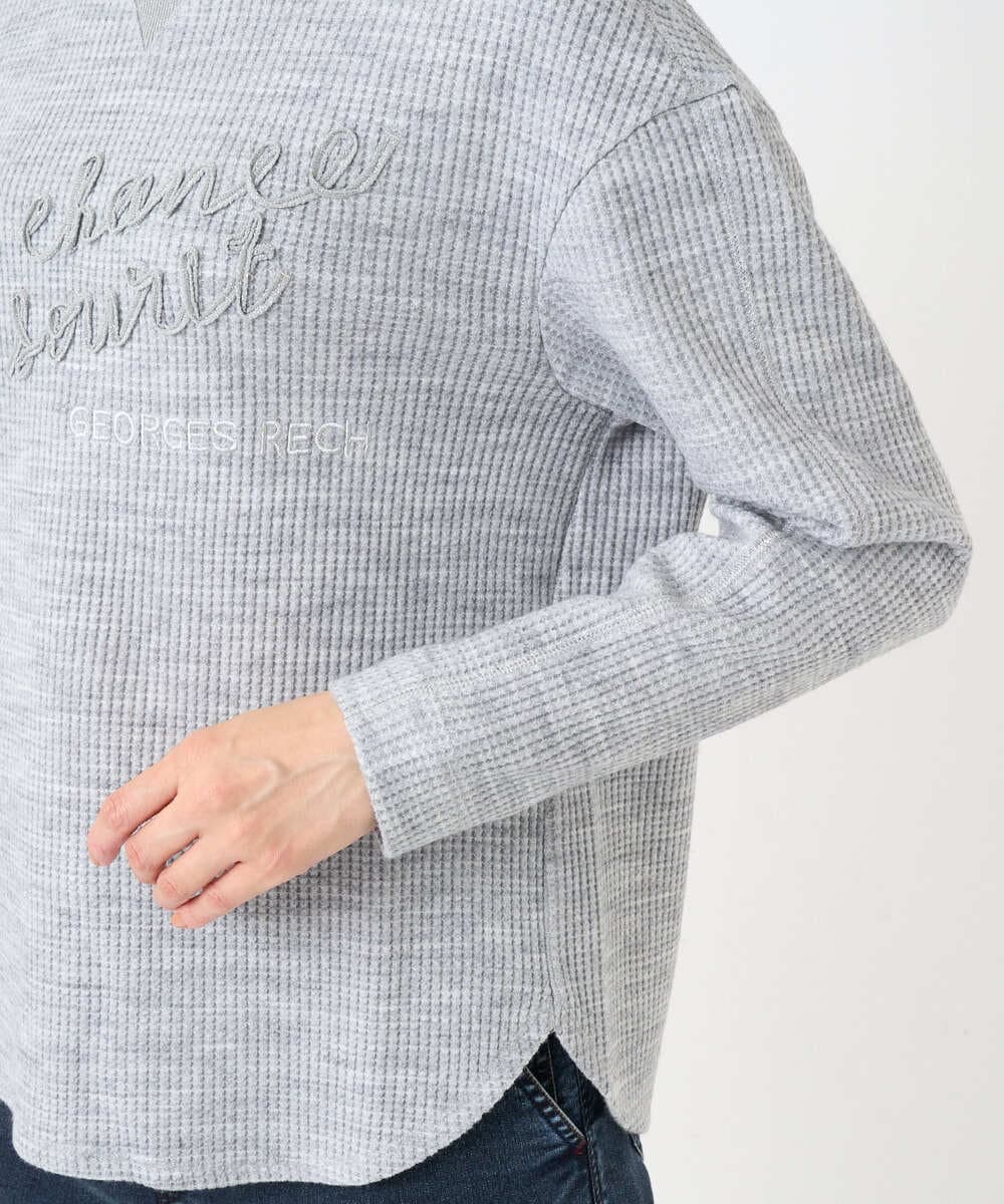 PZKEE09250 GEORGES RECH(ジョルジュ・レッシュ) ラメニットテープロゴ刺繍プルオーバー ライトグレー