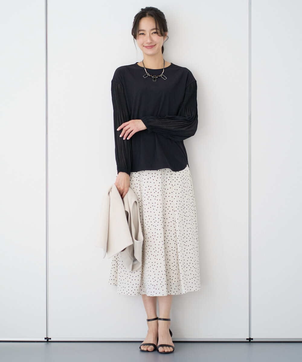 PZKEE24230 GEORGES RECH(ジョルジュ・レッシュ) プリーツスリーブジャージープルオーバー ブラック