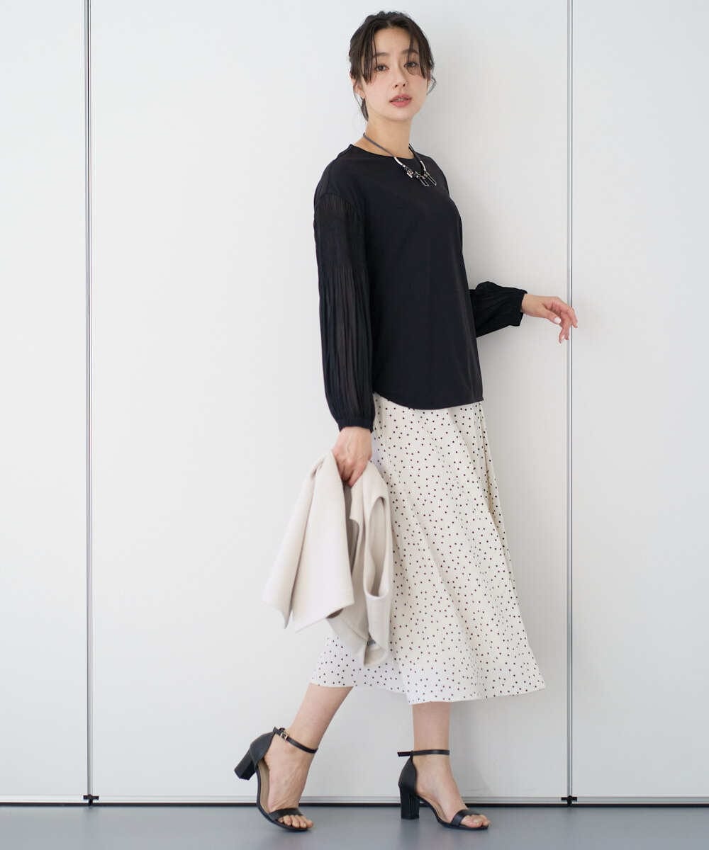 PZKEE24230 GEORGES RECH(ジョルジュ・レッシュ) プリーツスリーブジャージープルオーバー ブラック