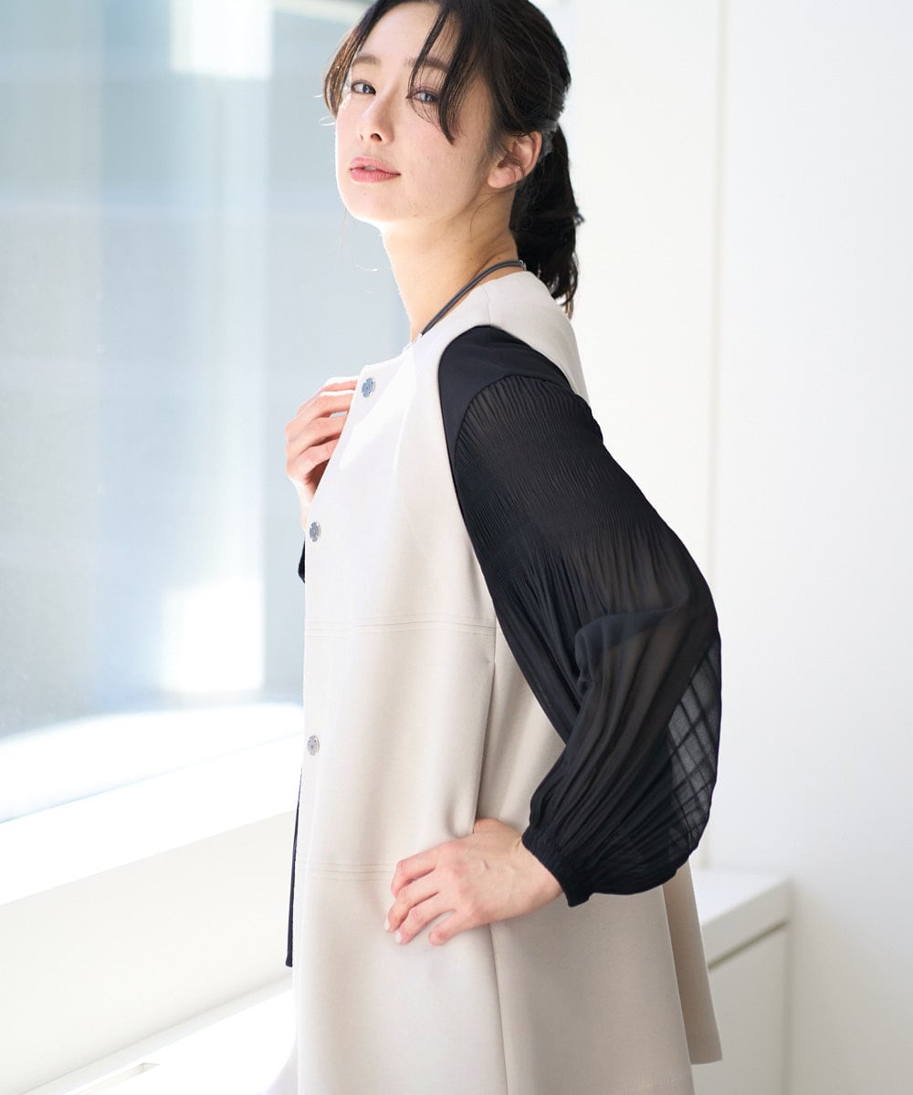 PZKEE24230 GEORGES RECH(ジョルジュ・レッシュ) プリーツスリーブジャージープルオーバー ブラック