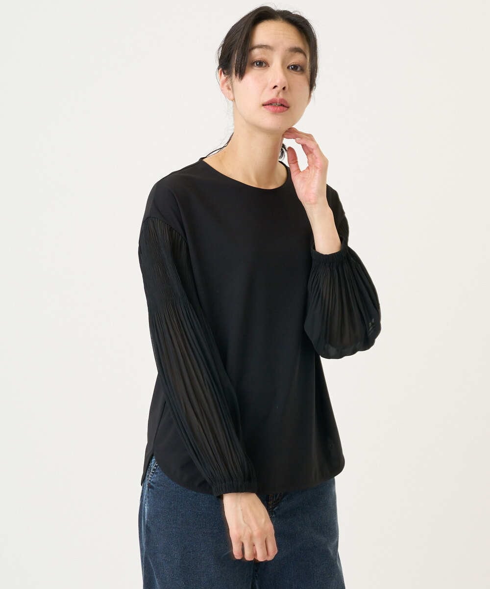 PZKEE24230 GEORGES RECH(ジョルジュ・レッシュ) プリーツスリーブジャージープルオーバー ブラック