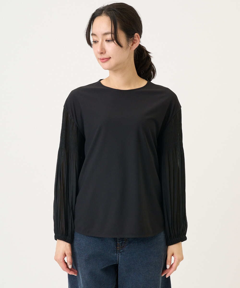 PZKEE24230 GEORGES RECH(ジョルジュ・レッシュ) プリーツスリーブジャージープルオーバー ブラック