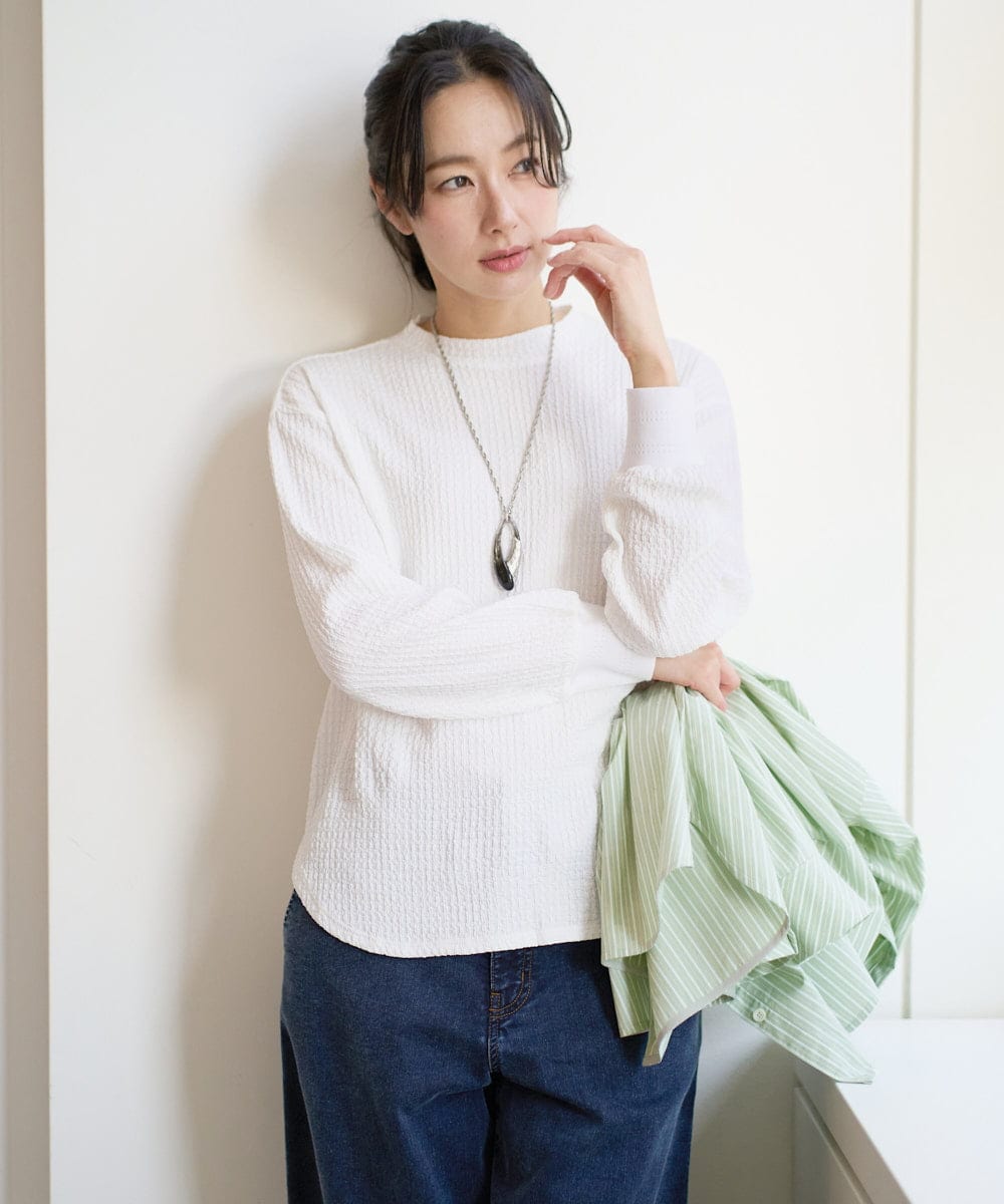 PZKEE27180 GEORGES RECH(ジョルジュ・レッシュ) ジャカードボトルネックジャージープルオーバー グリーン