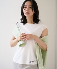 PZKEE46110 GEORGES RECH(ジョルジュ・レッシュ) ロゴ刺繍フレンチスリーブカットソー ホワイト