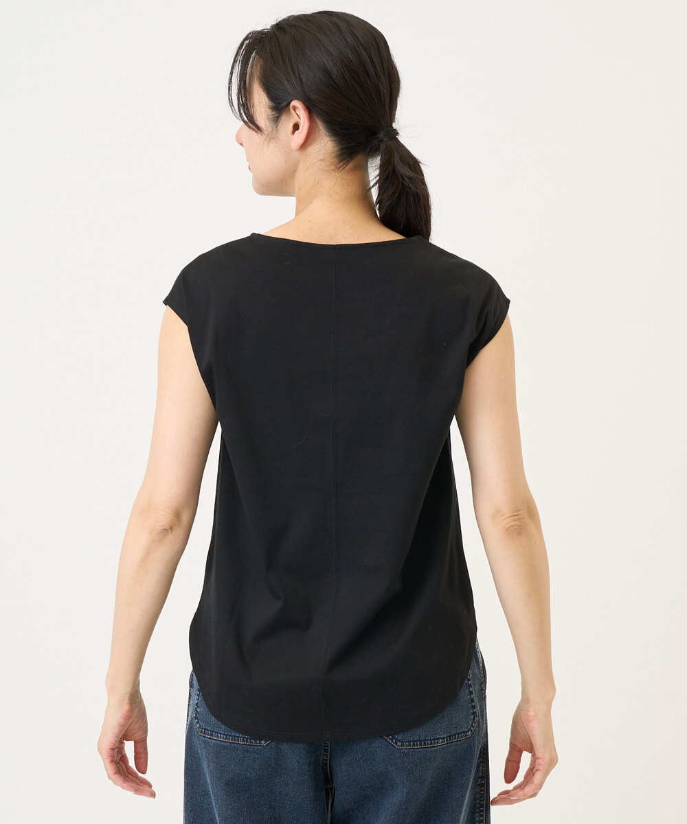 PZKEE46110 GEORGES RECH(ジョルジュ・レッシュ) ロゴ刺繍フレンチスリーブカットソー ブラック