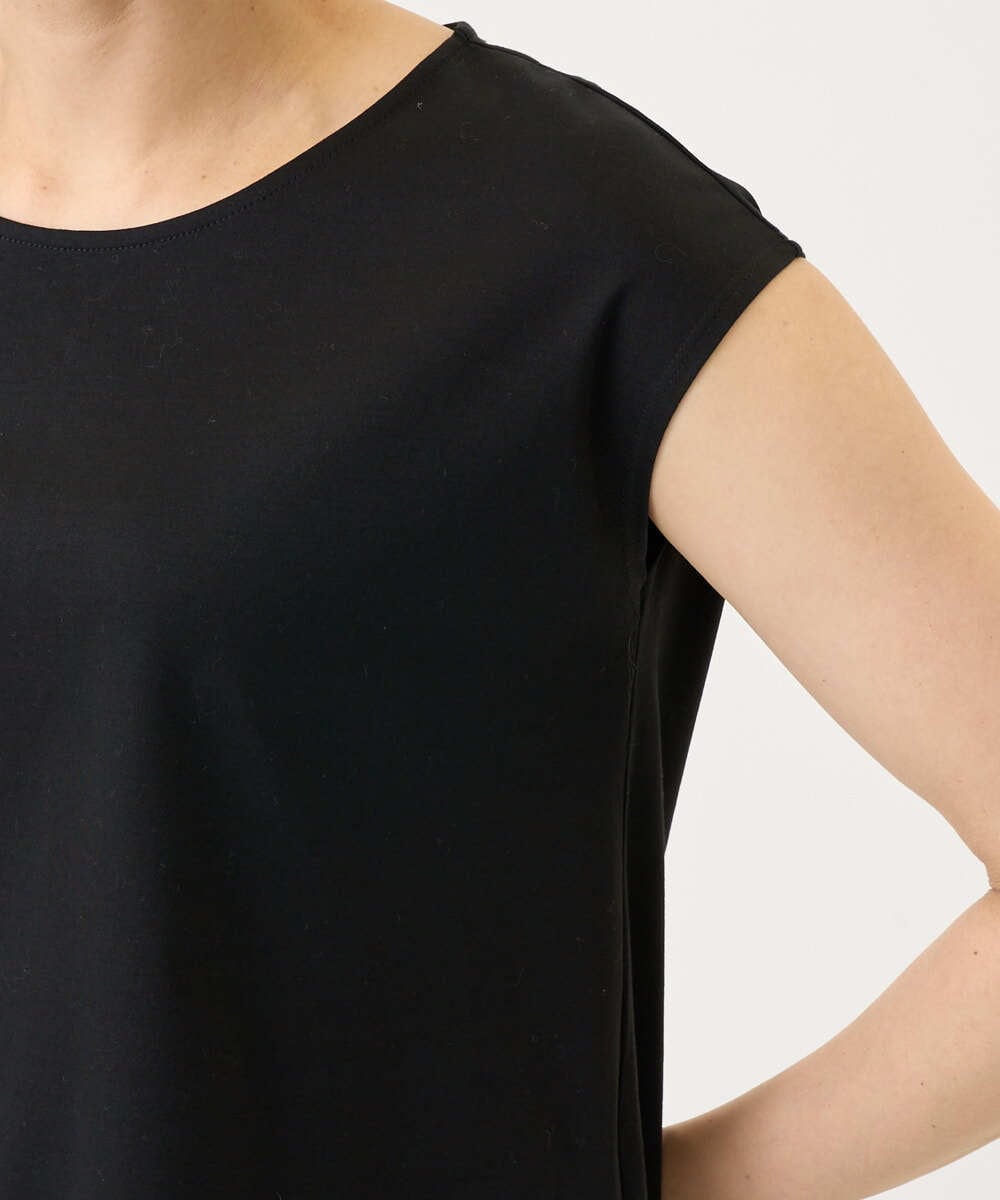 PZKEE46110 GEORGES RECH(ジョルジュ・レッシュ) ロゴ刺繍フレンチスリーブカットソー ブラック