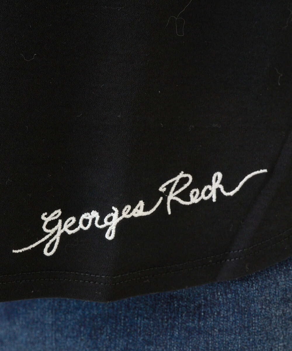 PZKEE46110 GEORGES RECH(ジョルジュ・レッシュ) ロゴ刺繍フレンチスリーブカットソー ブラック