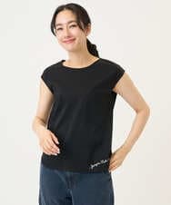 PZKEE46110 GEORGES RECH(ジョルジュ・レッシュ) ロゴ刺繍フレンチスリーブカットソー ブラック