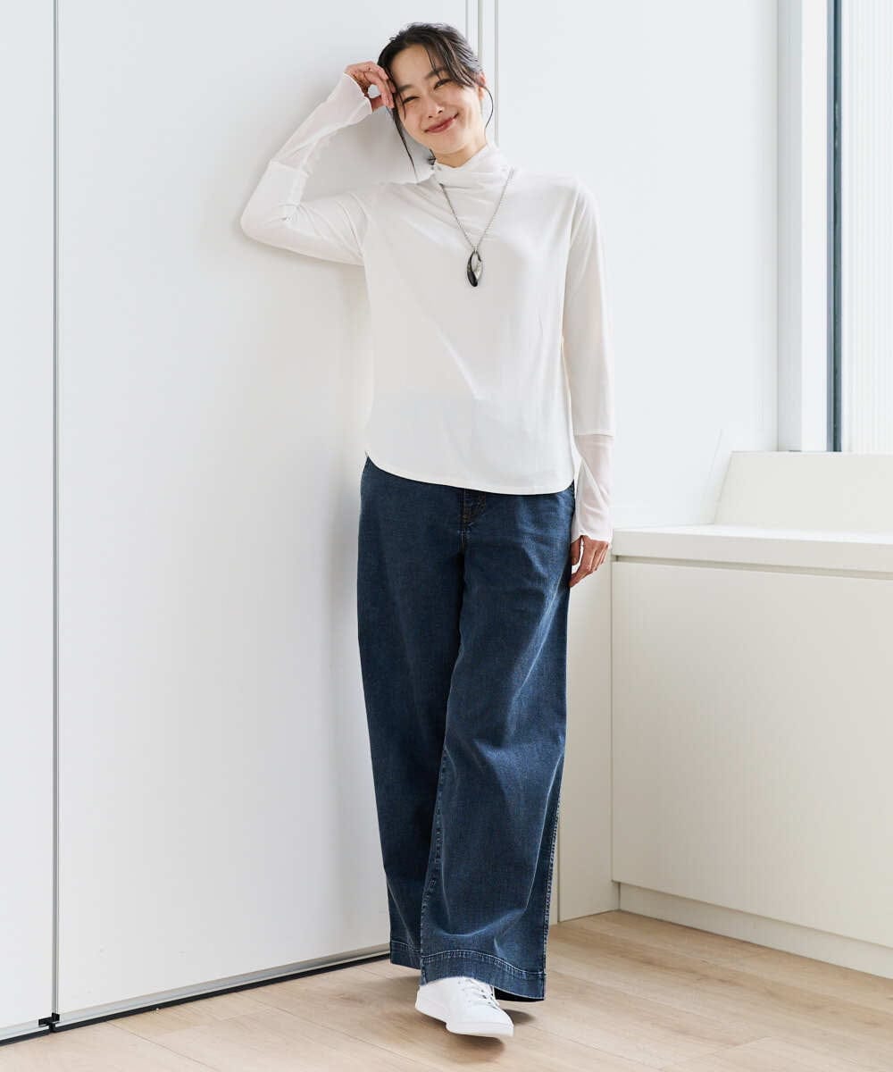 PZKEF13130 GEORGES RECH(ジョルジュ・レッシュ) チュールハイネックカットソー ブラック