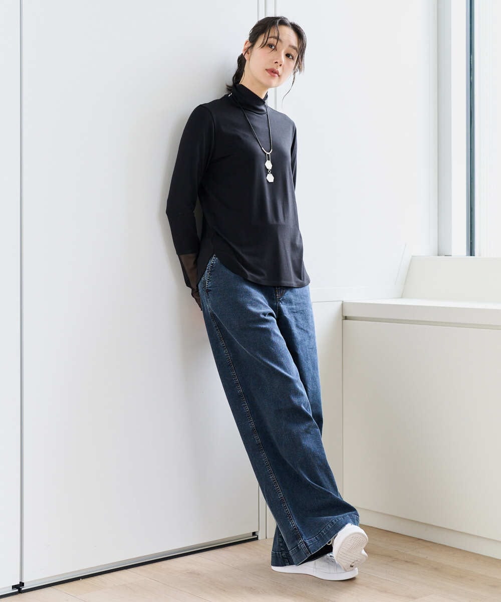 PZKEF13130 GEORGES RECH(ジョルジュ・レッシュ) チュールハイネックカットソー ブラック