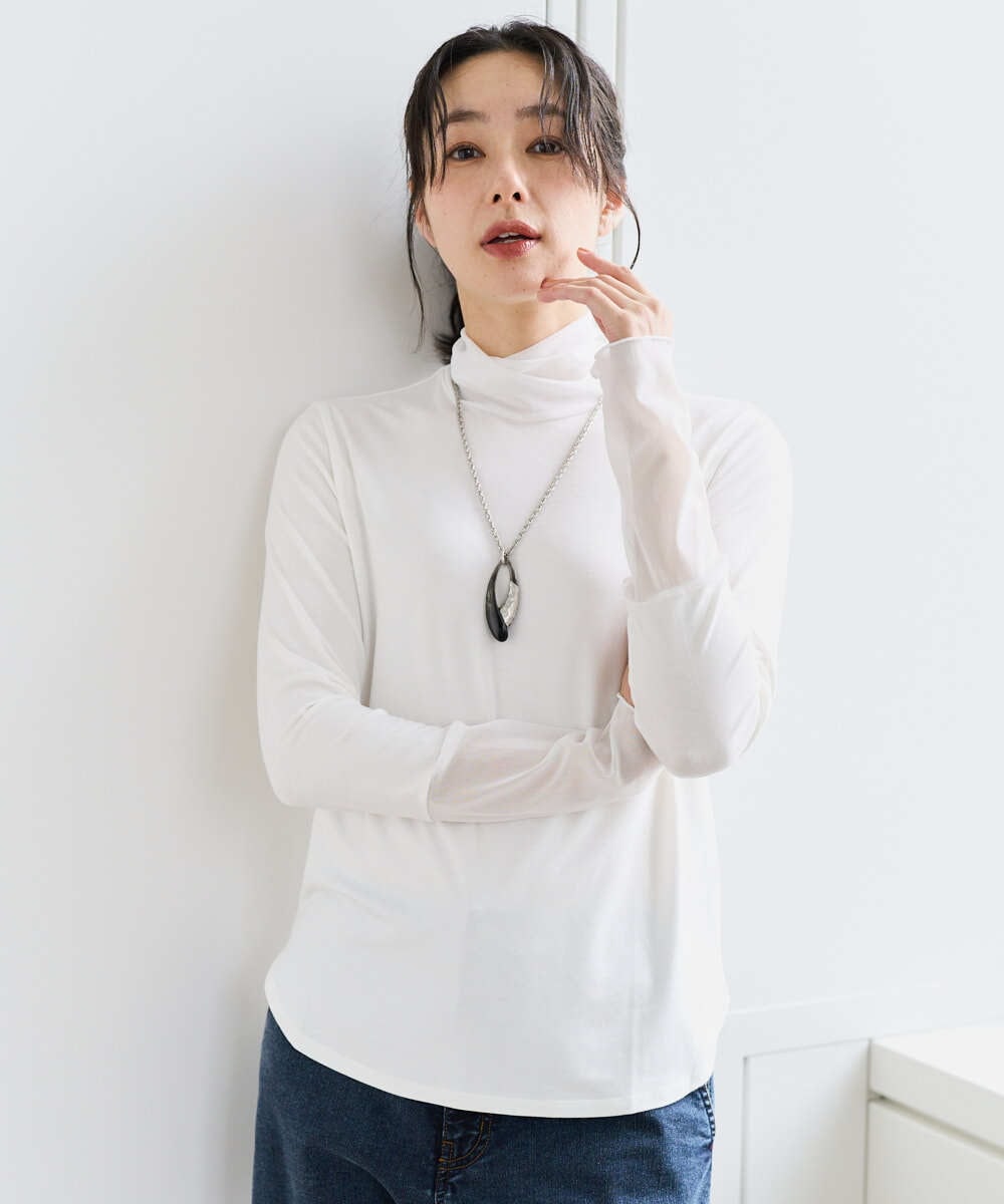 PZKEF13130 GEORGES RECH(ジョルジュ・レッシュ) チュールハイネックカットソー ブラック