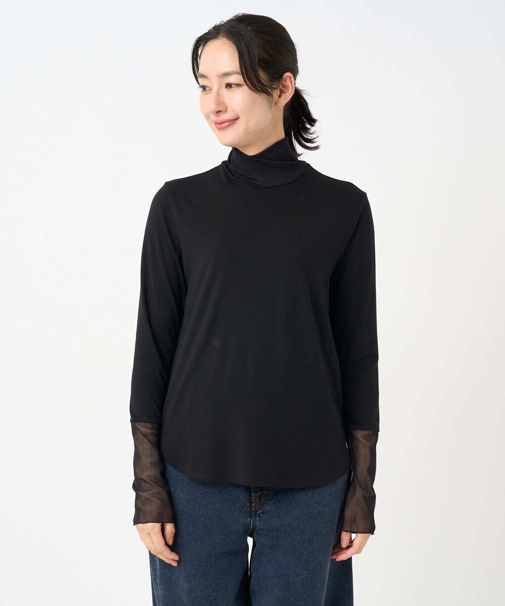 PZKEF13130 GEORGES RECH(ジョルジュ・レッシュ) チュールハイネックカットソー ブラック