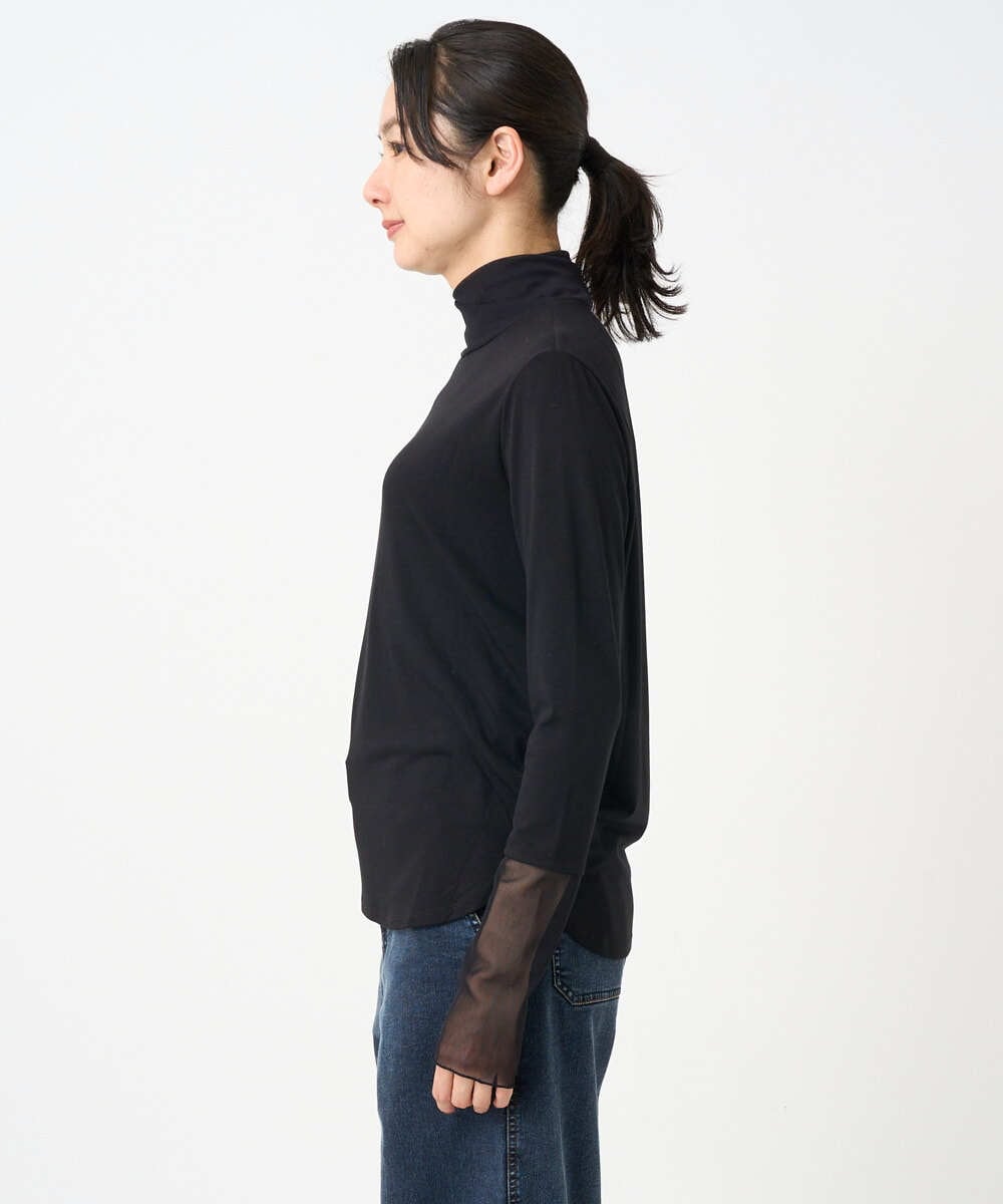 PZKEF13130 GEORGES RECH(ジョルジュ・レッシュ) チュールハイネックカットソー ブラック