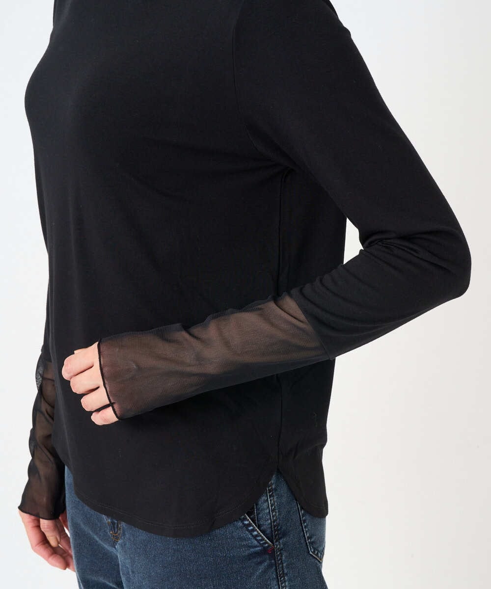 PZKEF13130 GEORGES RECH(ジョルジュ・レッシュ) チュールハイネックカットソー ブラック