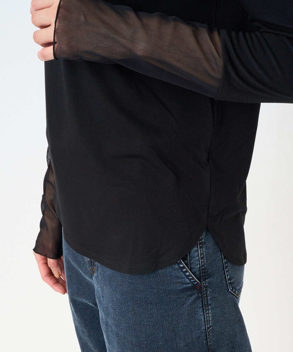 PZKEF13130 GEORGES RECH(ジョルジュ・レッシュ) チュールハイネックカットソー ブラック