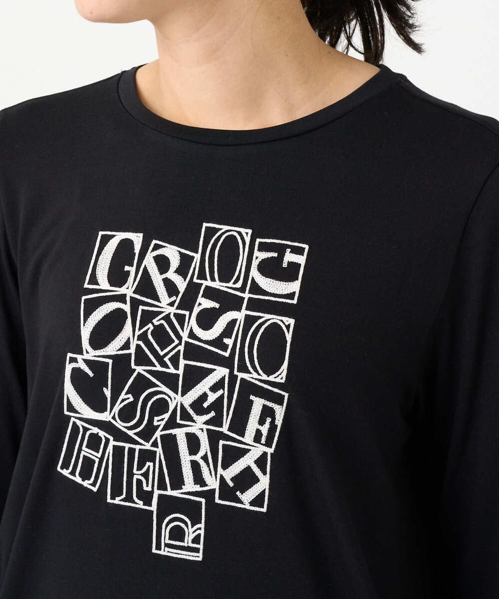 PZKEF14150 GEORGES RECH(ジョルジュ・レッシュ) ベアテンロゴ刺繍カットソー ブラック