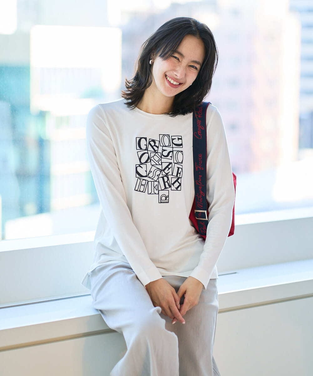 PZKEF14150 GEORGES RECH(ジョルジュ・レッシュ) ベアテンロゴ刺繍カットソー ブラック