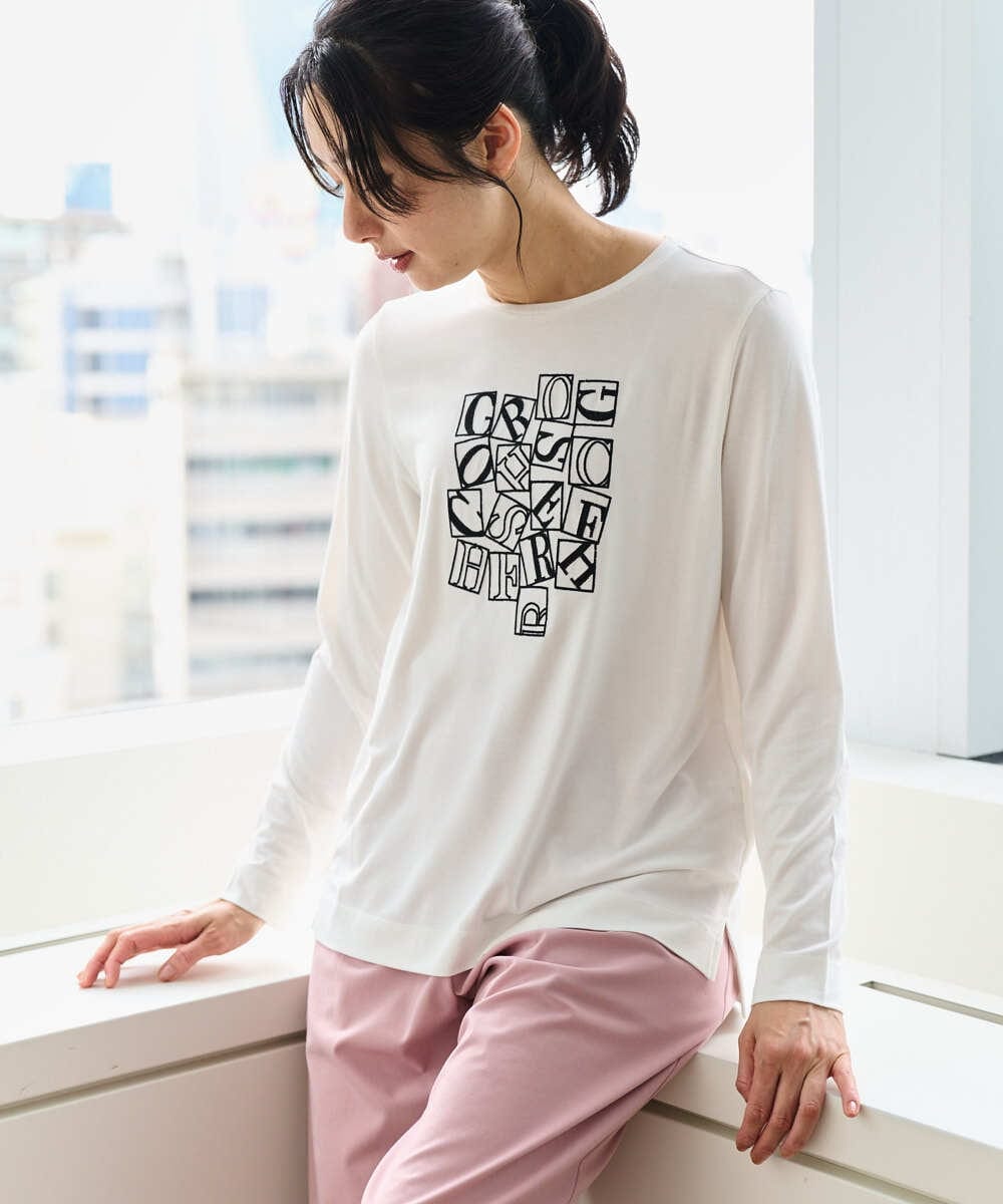 PZKEF14150 GEORGES RECH(ジョルジュ・レッシュ) ベアテンロゴ刺繍カットソー ブラック