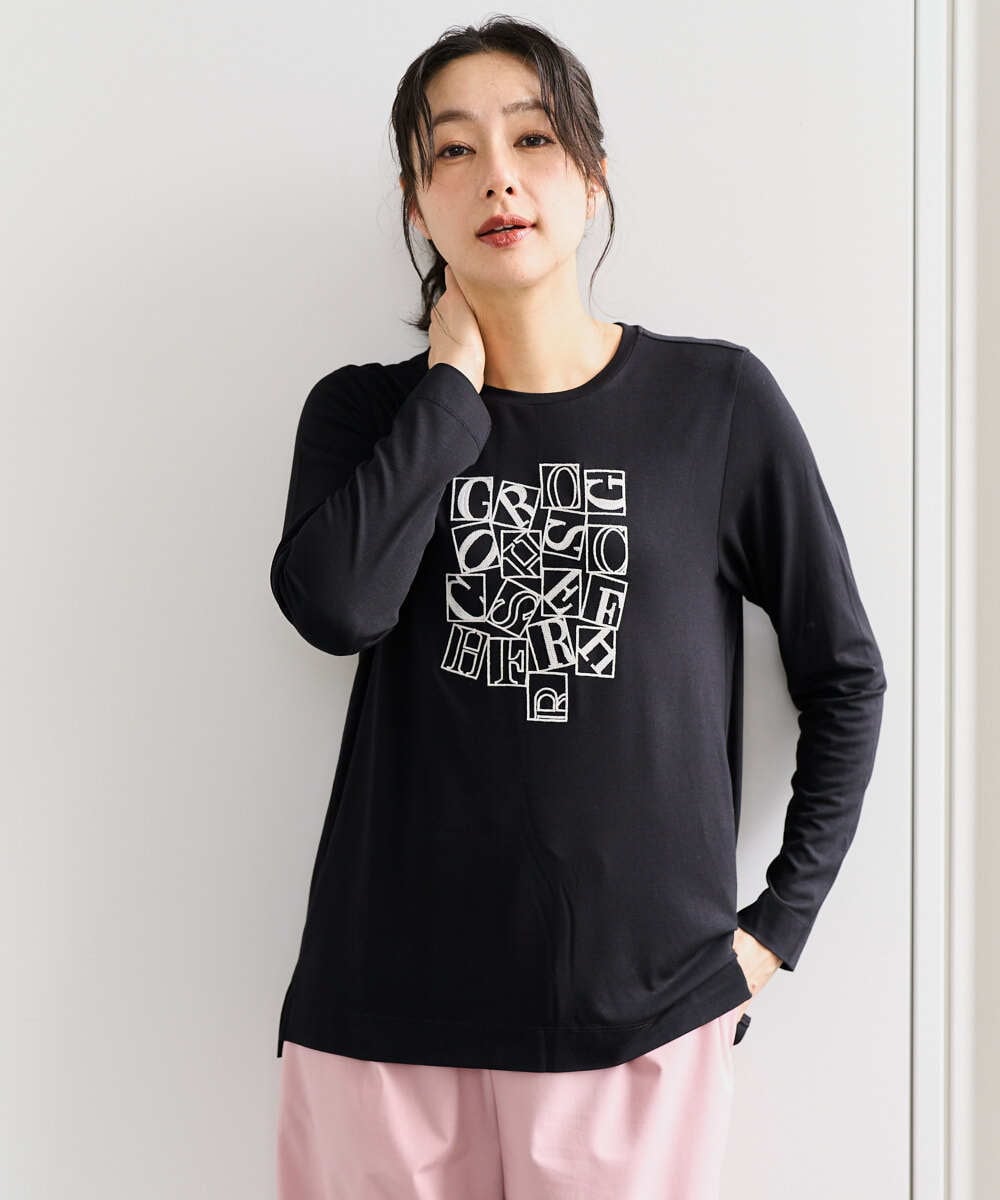 PZKEF14150 GEORGES RECH(ジョルジュ・レッシュ) ベアテンロゴ刺繍カットソー ブラック