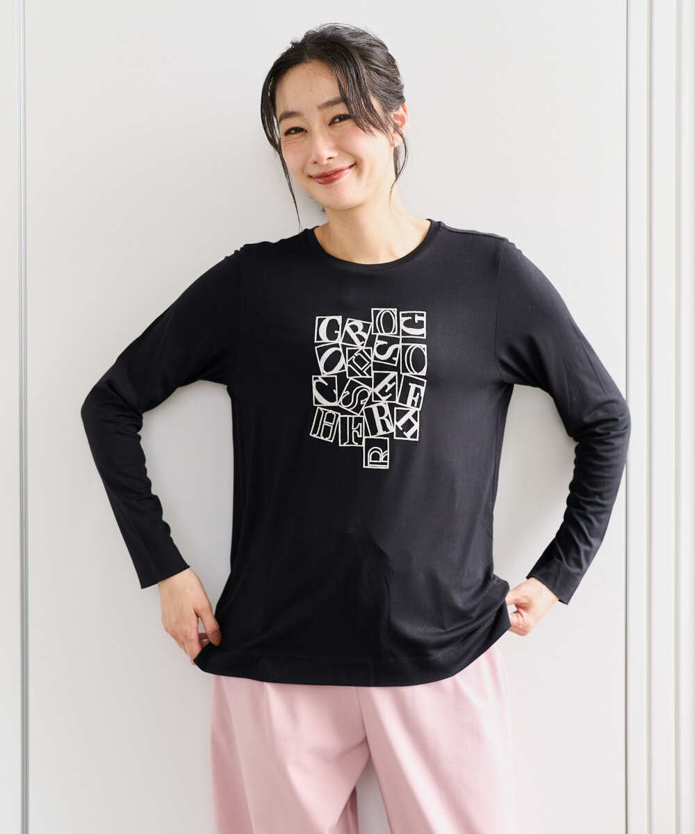 PZKEF14150 GEORGES RECH(ジョルジュ・レッシュ) ベアテンロゴ刺繍カットソー ブラック