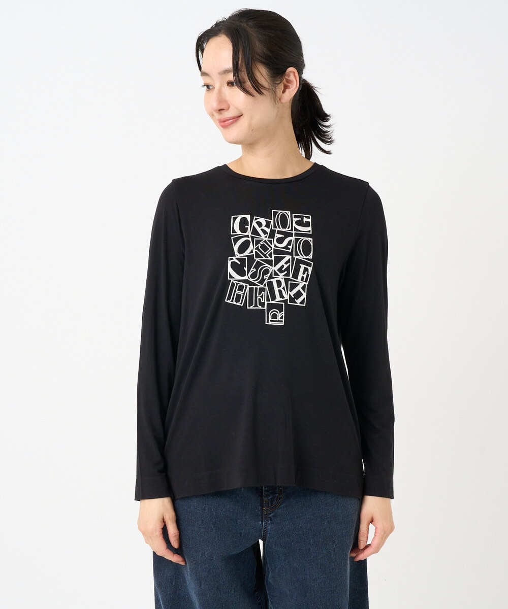 PZKEF14150 GEORGES RECH(ジョルジュ・レッシュ) ベアテンロゴ刺繍カットソー ブラック