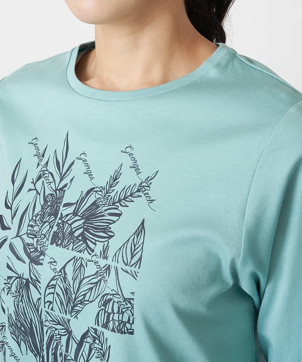 洗える ボタニカル柄ロングtシャツ カットソー Tシャツ Georges Rech ジョルジュ レッシュ イトキンオンラインストア