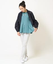 PZKGA04230 GEORGES RECH(ジョルジュ・レッシュ)  [日本製]ボーダーペプラム5分袖カットソー ライトブルー
