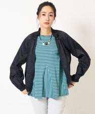 PZKGA04230 GEORGES RECH(ジョルジュ・レッシュ)  [日本製]ボーダーペプラム5分袖カットソー ライトブルー