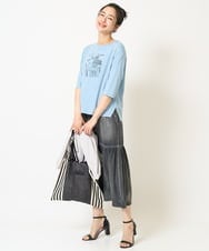 PZKGA08170 GEORGES RECH(ジョルジュ・レッシュ) ドライコットンイラスト刺繍カットソー ライトブルー