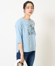 PZKGA08170 GEORGES RECH(ジョルジュ・レッシュ) [接触冷感]ドライコットンイラスト刺繍カットソー ライトブルー