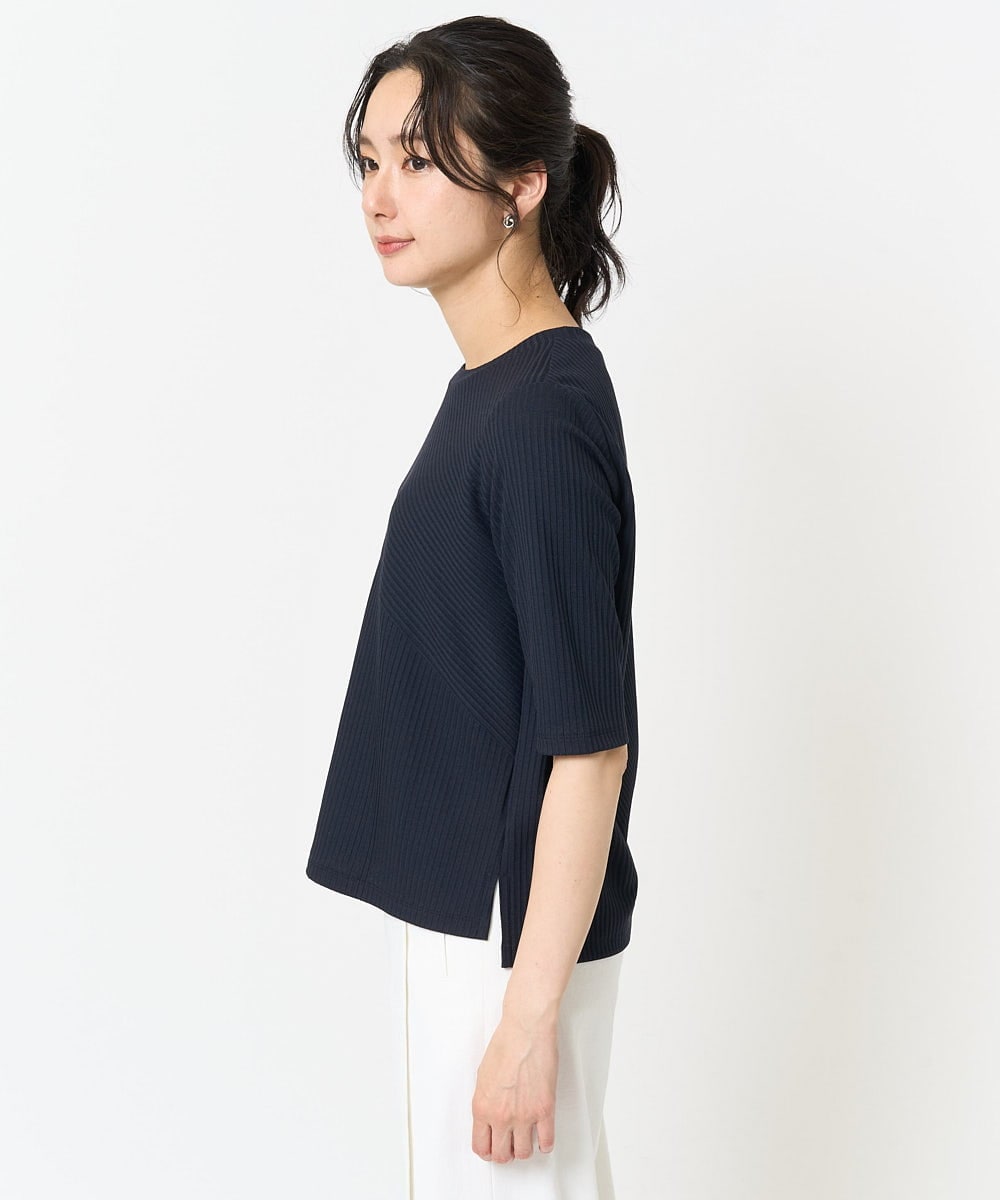 PZKGA17170 GEORGES RECH(ジョルジュ・レッシュ)  [日本製]ストレッチリブカットソー ネイビー