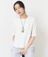 PZKGA17170 GEORGES RECH(ジョルジュ・レッシュ)  [日本製]ストレッチリブカットソー ホワイト