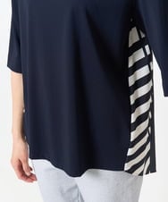 PZKGA18290 GEORGES RECH(ジョルジュ・レッシュ) バックシャン幾何プリントカットソー ネイビー