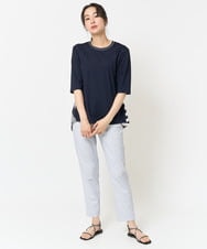 PZKGA18290 GEORGES RECH(ジョルジュ・レッシュ) バックシャン幾何プリントカットソー ネイビー