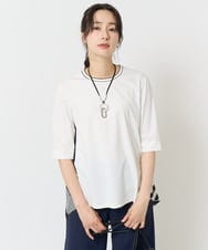 PZKGA18290 GEORGES RECH(ジョルジュ・レッシュ) バックシャン幾何プリントカットソー ネイビー