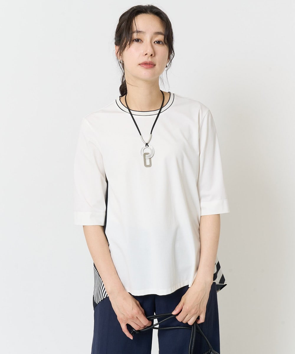 PZKGA18290 GEORGES RECH(ジョルジュ・レッシュ) バックシャン幾何プリントカットソー ネイビー