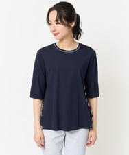 PZKGA18290 GEORGES RECH(ジョルジュ・レッシュ) バックシャン幾何プリントカットソー ネイビー