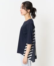 PZKGA18290 GEORGES RECH(ジョルジュ・レッシュ) バックシャン幾何プリントカットソー ネイビー
