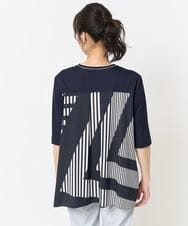 PZKGA18290 GEORGES RECH(ジョルジュ・レッシュ) バックシャン幾何プリントカットソー ネイビー
