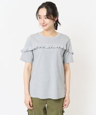 PZKGA22230 GEORGES RECH(ジョルジュ・レッシュ) ニットラメフリルカットソー グレー