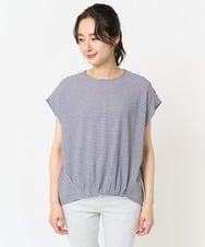 PZKGA23230 GEORGES RECH(ジョルジュ・レッシュ) 楊柳フレンチスリーブカットソー ネイビー系